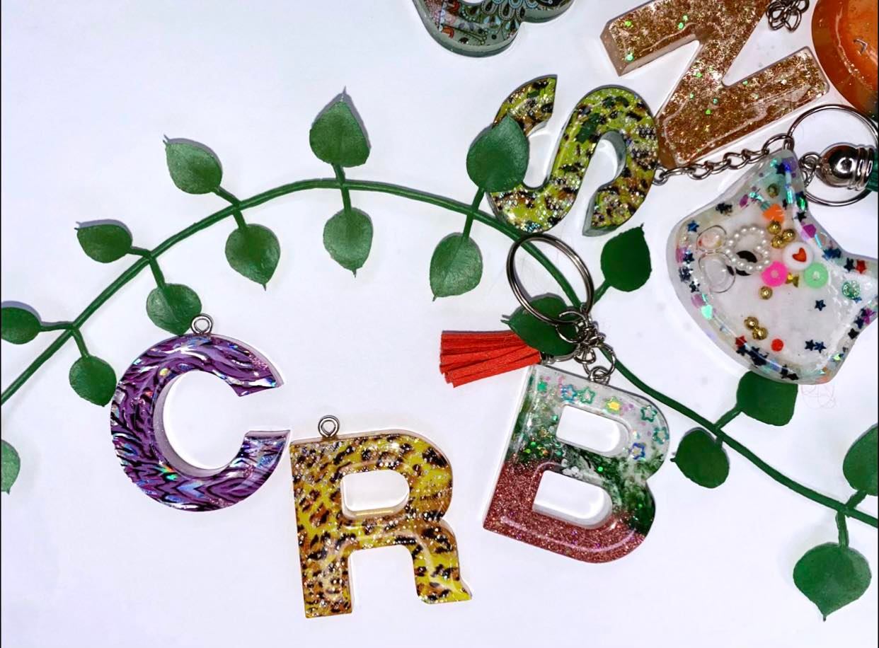 Letter resin keychain