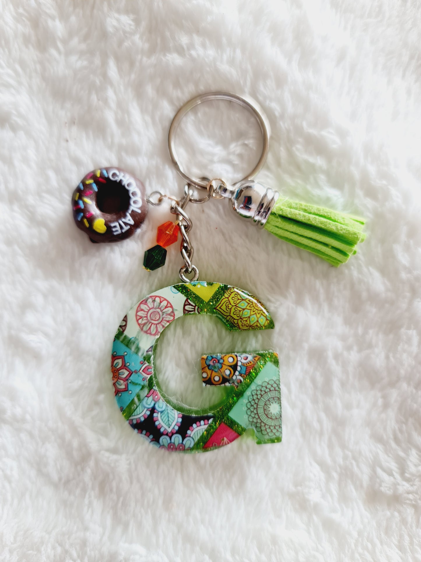 Letter resin keychain