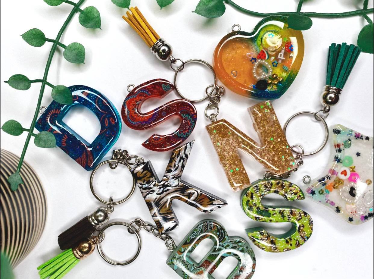 Letter resin keychain