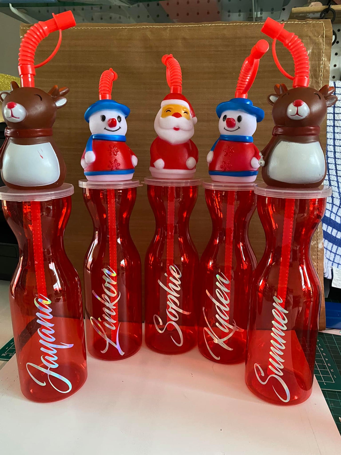 Kids personalised christmas bottles